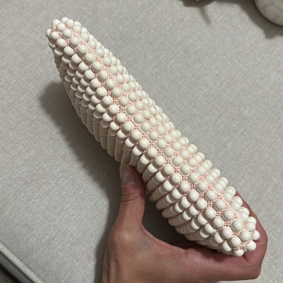 Vintage Candy Dot Clutch-White-Gold Toned Metal Trim-9x5-Kiss Lock Closure - Picture 12 of 16